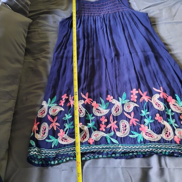 Vintage Bohemian Embroidered Halter Sundress - Navy, Size S - Picture 14 of 16